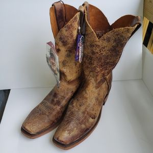 Justin Bent Rail Tan Road leather  square toe JFlex insole NWT distressed Rodeo